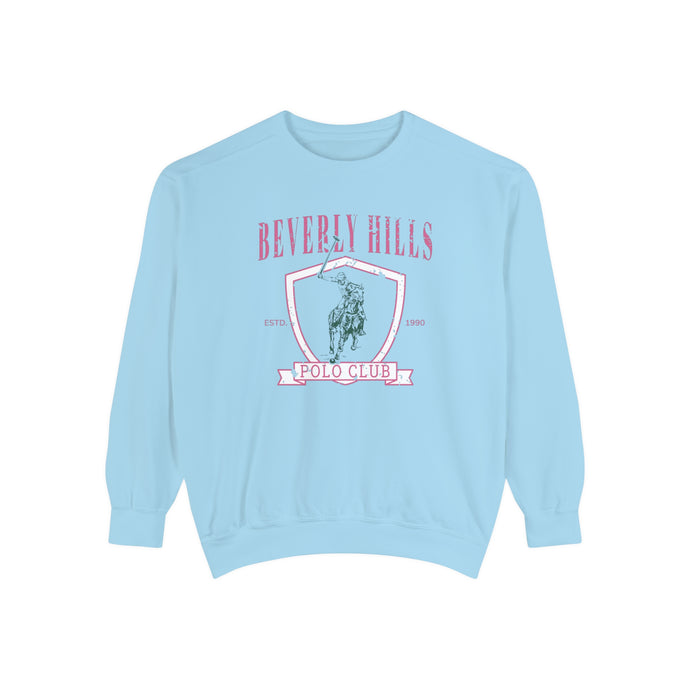 light blue beverly hills polo club comfort colors sweatshirt
